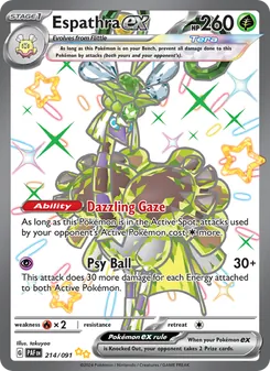 Espathra ex — Paldean Fates #214, 2024. Illustrated by takuyoa.