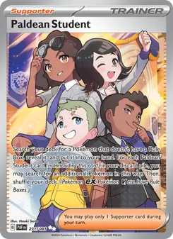 Paldean Student — Paldean Fates #231, 2024. Illustrated by Naoki Saito.