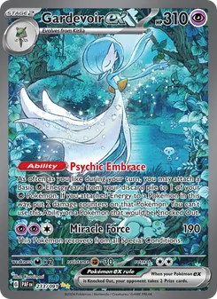 Gardevoir ex — Paldean Fates #233, 2024. Illustrated by Kuroimori.