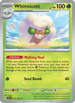 Whimsicott — Temporal Forces #015, 2024. Illustrated by Mizue.