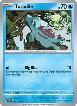 Totodile — Temporal Forces #039, 2024. Illustrated by MINAMINAMI Take.