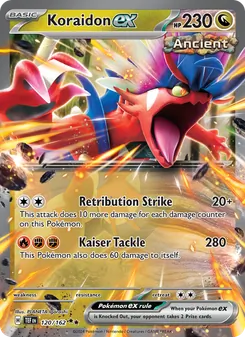 Koraidon ex — Temporal Forces #120, 2024. Illustrated by PLANETA Igarashi.