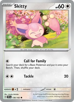 Skitty — Temporal Forces #130, 2024. Illustrated by Atsuko Nishida.