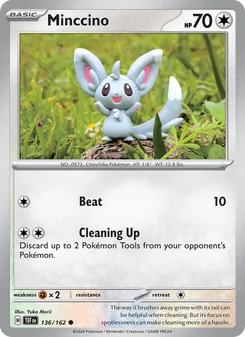 Minccino — Temporal Forces #136, 2024. Illustrated by Yuka Morii.