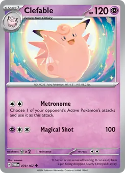 Clefable — Twilight Masquerade #079, 2024. Illustrated by satoma.