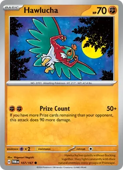 Hawlucha — Twilight Masquerade #107, 2024. Illustrated by Shigenori Negishi.