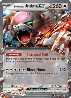 Bloodmoon Ursaluna ex — Twilight Masquerade #141, 2024. Illustrated by aky CG Works.