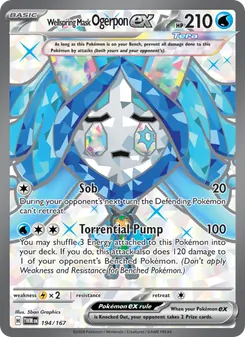 Wellspring Mask Ogerpon ex — Twilight Masquerade #194, 2024. Illustrated by 5ban Graphics.