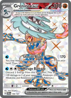 Greninja ex — Twilight Masquerade #198, 2024. Illustrated by 5ban Graphics.