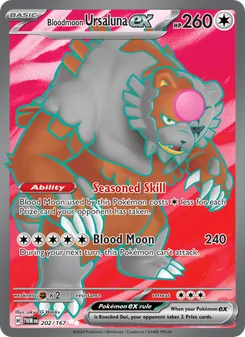 Bloodmoon Ursaluna ex — Twilight Masquerade #202, 2024. Illustrated by aky CG Works.