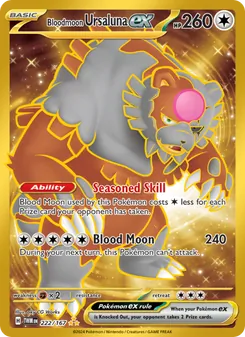 Bloodmoon Ursaluna ex — Twilight Masquerade #222, 2024. Illustrated by aky CG Works.
