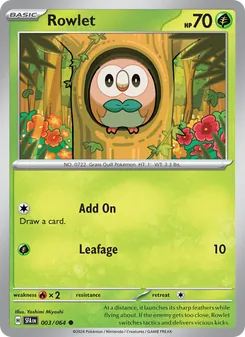 Rowlet — Shrouded Fable #003, 2024. Illustrated by Yoshimi Miyoshi.