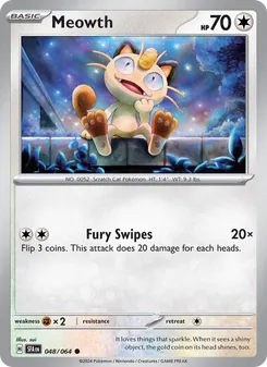 Meowth — Shrouded Fable #048, 2024. Illustrated by sui.