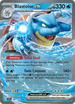 Blastoise ex — Stellar Crown #030, 2024. Illustrated by PLANETA Igarashi.
