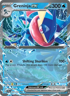 Greninja ex — Stellar Crown #041, 2024. Illustrated by 5ban Graphics.