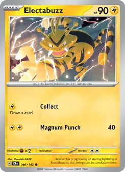 Electabuzz — Stellar Crown #046, 2024. Illustrated by Oswaldo KATO.