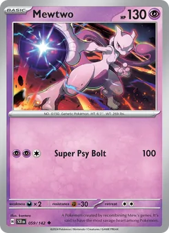 Mewtwo — Stellar Crown #059, 2024. Illustrated by kantaro.