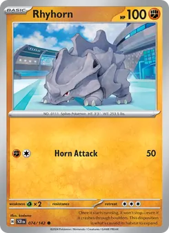 Rhyhorn — Stellar Crown #074, 2024. Illustrated by kodama.