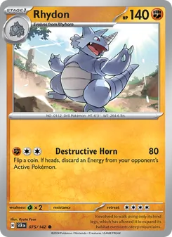 Rhydon — Stellar Crown #075, 2024. Illustrated by Ryuta Fuse.