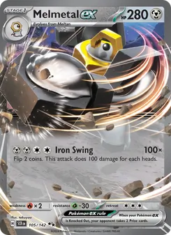 Melmetal ex — Stellar Crown #105, 2024. Illustrated by takuyoa.