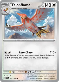 Talonflame — Stellar Crown #123, 2024. Illustrated by Nurikabe.