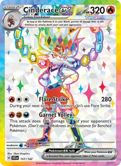 Cinderace ex — Stellar Crown #157, 2024. Illustrated by 5ban Graphics.