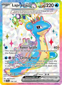 Lapras ex — Stellar Crown #158, 2024. Illustrated by 5ban Graphics.