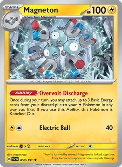 Magneton — Surging Sparks #059, 2024. Illustrated by Nisota Niso.