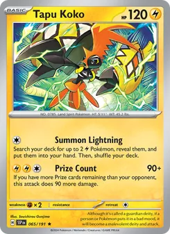 Tapu Koko — Surging Sparks #065, 2024. Illustrated by Souichirou Gunjima.