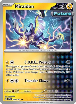 Miraidon — Surging Sparks #069, 2024. Illustrated by Nurikabe.
