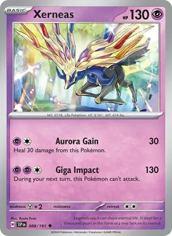 Xerneas — Surging Sparks #088, 2024. Illustrated by Ryuta Fuse.