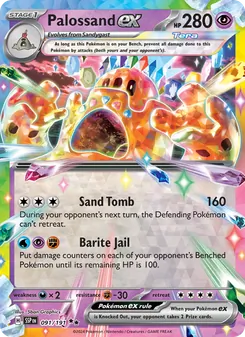Palossand ex — Surging Sparks #091, 2024. Illustrated by 5ban Graphics.