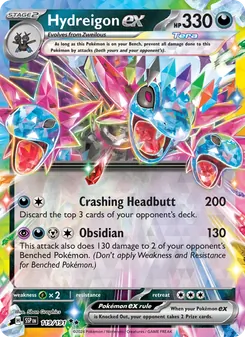 Hydreigon ex — Surging Sparks #119, 2024. Illustrated by 5ban Graphics.
