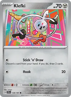 Klefki — Surging Sparks #128, 2024. Illustrated by mingo.