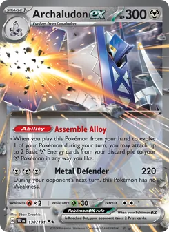 Archaludon ex — Surging Sparks #130, 2024. Illustrated by 5ban Graphics.