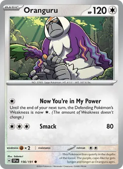 Oranguru — Surging Sparks #156, 2024. Illustrated by Saboteri.