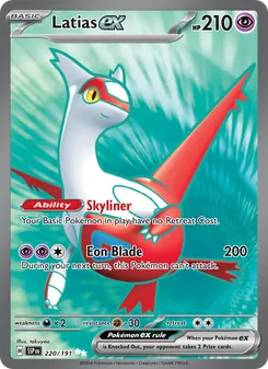 Latias ex — Surging Sparks #220, 2024. Illustrated by takuyoa.