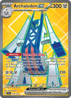 Archaludon ex — Surging Sparks #224, 2024. Illustrated by 5ban Graphics.