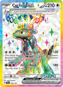 Cyclizar ex — Surging Sparks #228, 2024. Illustrated by 5ban Graphics.