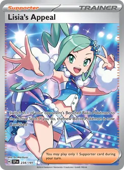 Lisia's Appeal — Surging Sparks #234, 2024. Illustrated by En Morikura.