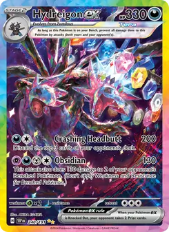Hydreigon ex — Surging Sparks #240, 2024. Illustrated by AKIRA EGAWA.