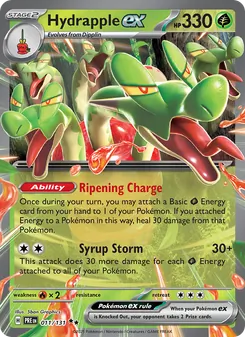 Hydrapple ex — Prismatic Evolutions #011, 2025. Illustrated by 5ban Graphics.