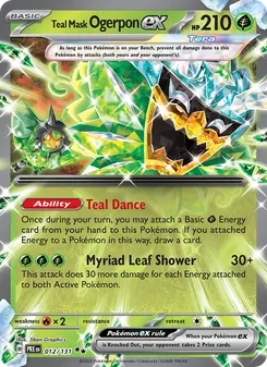 Teal Mask Ogerpon ex — Prismatic Evolutions #012, 2025. Illustrated by 5ban Graphics.