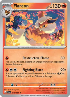 Flareon — Prismatic Evolutions #013, 2025. Illustrated by Ryota Murayama.