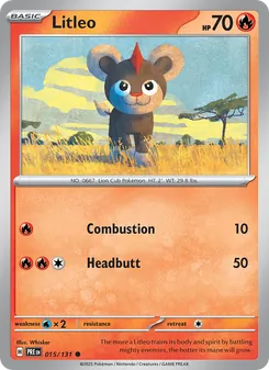 Litleo — Prismatic Evolutions #015, 2025. Illustrated by Whisker.