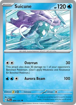 Suicune — Prismatic Evolutions #024, 2025. Illustrated by Kuroimori.