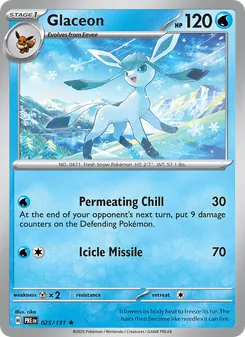 Glaceon — Prismatic Evolutions #025, 2025. Illustrated by rika.