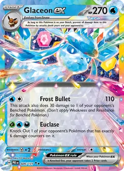 Glaceon ex — Prismatic Evolutions #026, 2025. Illustrated by aky CG Works.
