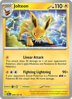Jolteon — Prismatic Evolutions #029, 2025. Illustrated by sui.
