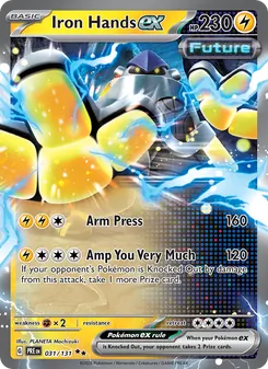 Iron Hands ex — Prismatic Evolutions #031, 2025. Illustrated by PLANETA Mochizuki.
